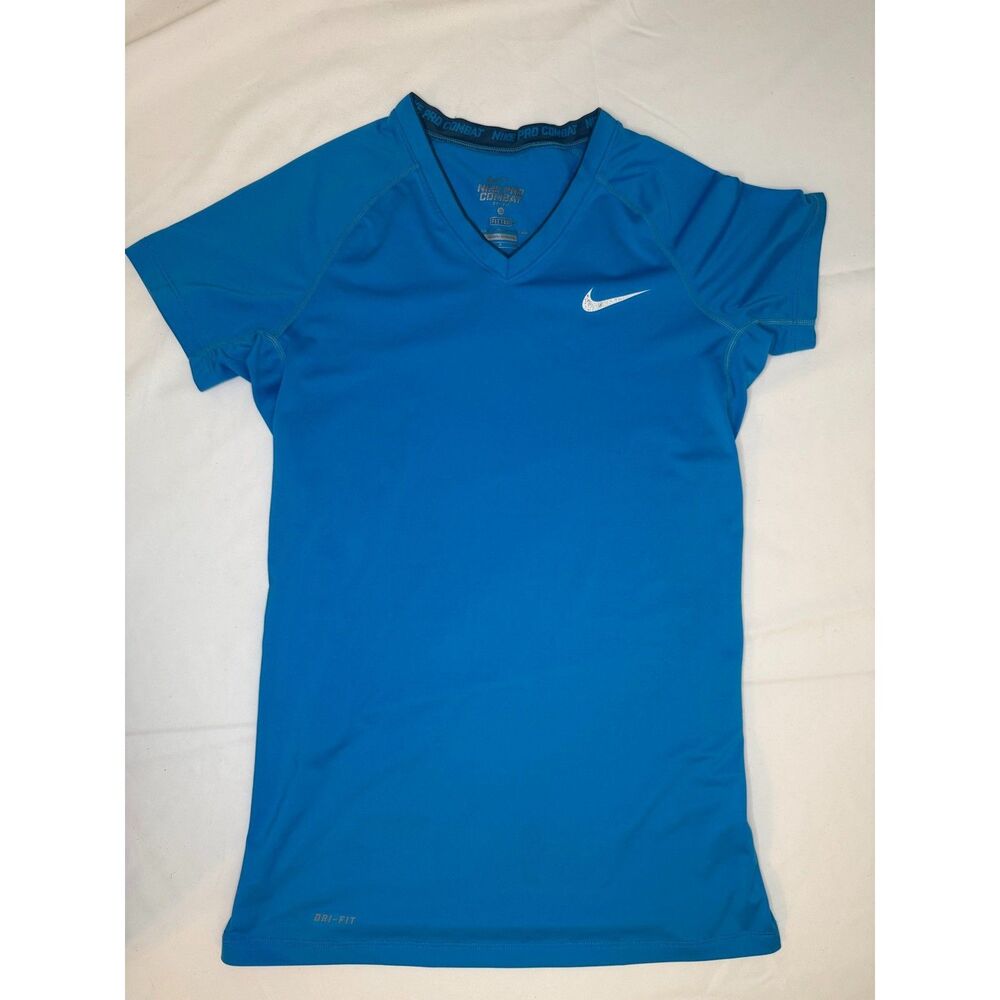 Sz S Nike Pro Combat Blue Dri-FIT Fitted Tank Top